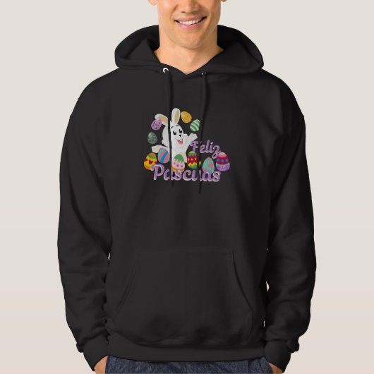 Feliz Pascuas Bunny Happy Easter Hoodie (Voorkant)