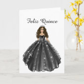 Feliz Quince Black Quinceañera Birthday Card Kaart (Gele Bloem)