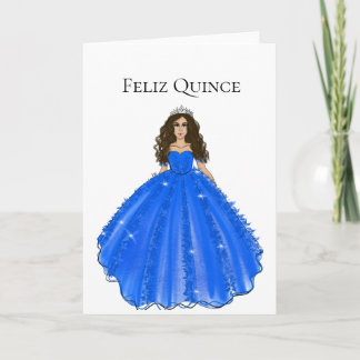 Feliz Quince - Blue Quinceañera Birthday Card Kaart
