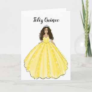 Feliz Quince - Gele Quinceañera Verjaardagskaart Kaart