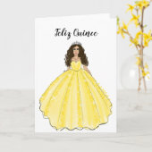 Feliz Quince - Yellow Quinceañera Birthday Card  Kaart (Gele Bloem)