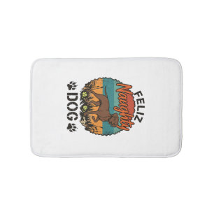 Feliz Stoute Hond Bruine Retro Zon Pootafdrukken Badmat