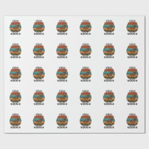 Feliz Stoute Hond Bruine Retro Zon Pootafdrukken Cadeaupapier