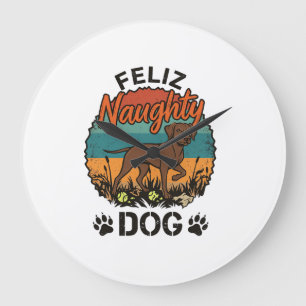 Feliz Stoute Hond Bruine Retro Zon Pootafdrukken Grote Klok