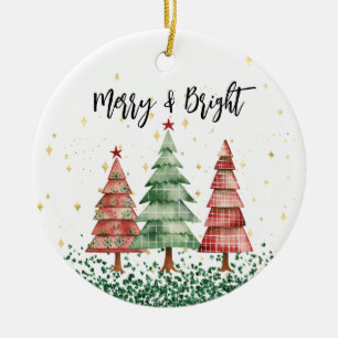 Feliz y brillante árbol de Navidad Keramisch Ornament