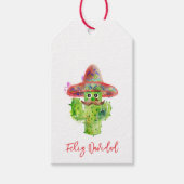 Felize Navidad Cactus Art Zuidwest Kerstpret Cadeaulabel (Voorkant)