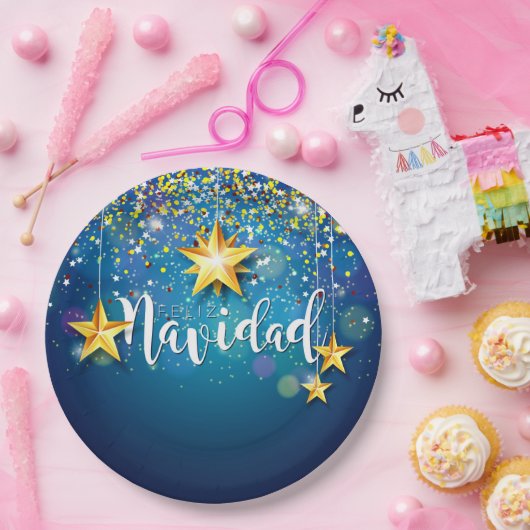 Felize Navidad Gold Stars Kerst Bord (Feest)