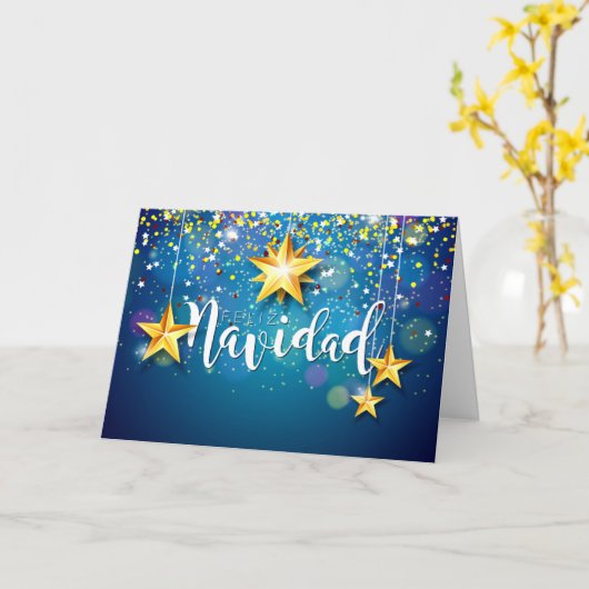 Felize Navidad Gold Stars kerstcadeautje Kaart (Gele Bloem)