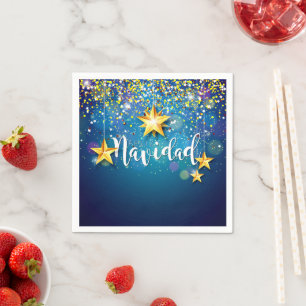 Felize Navidad Gold Stars kerstcocktail Servet
