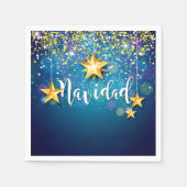 Felize Navidad Gold Stars kerstcocktail Servet (Voorkant)