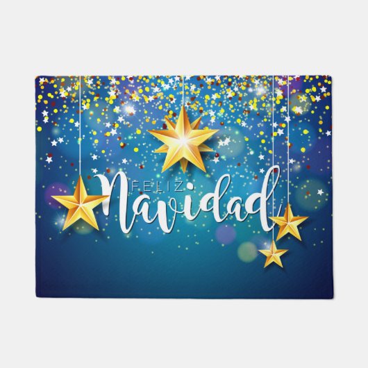 Felize Navidad Gold Stars Kerstmis Deurmat (Voorkant)