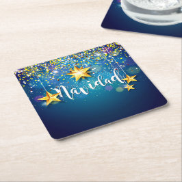 Felize Navidad Gold Stars Kerstmis Kartonnen Onderzetters