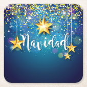 Felize Navidad Gold Stars Kerstmis Kartonnen Onderzetters (Voorkant)