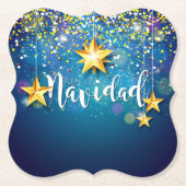 Felize Navidad Gold Stars Kerstmis Kartonnen Onderzetters (Voorkant)