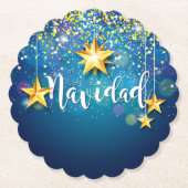 Felize Navidad Gold Stars Kerstmis Kartonnen Onderzetters (Voorkant)