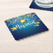 Felize Navidad Gold Stars Kerstmis Kartonnen Onderzetters (Gebogen)