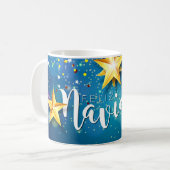 Felize Navidad Gold Stars Kerstmis Koffiemok (Voorkant links)