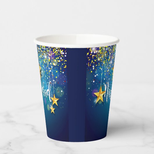 Felize Navidad Gold Stars Kerstmis Papieren Bekers (Links)
