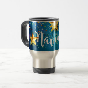 Felize Navidad Gold Stars Kerstmis Reisbeker