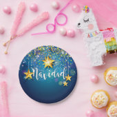 Felize Navidad Gold Stars Kerstmis van 7 inch Papieren Bordje (Feest)