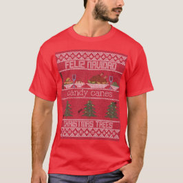 Feliznavidad snoepstokken en kerstbomen t-shirt