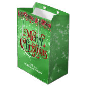 Felkerig groen prettig kerstfeest medium cadeauzakje (Achterkant Gekanteld)