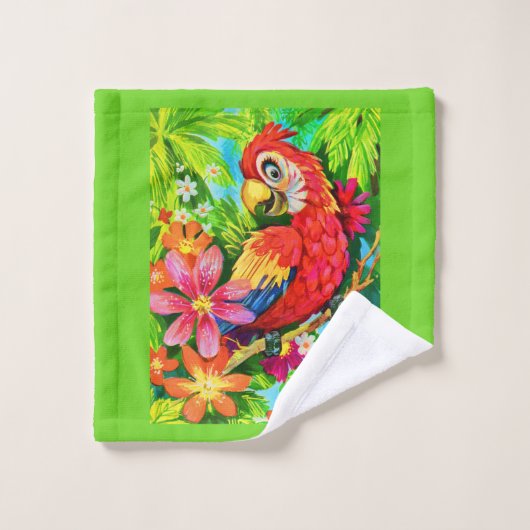 felkleurige papegaai bad handdoek (Wasdoekje)