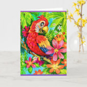 felkleurige papegaai kaart (Gele Bloem)