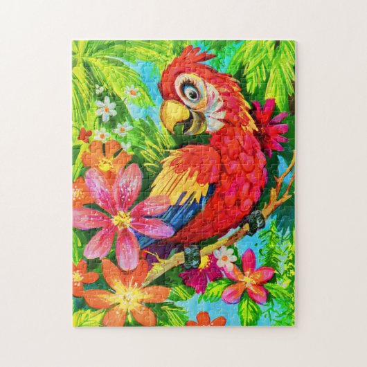felkleurige papegaai legpuzzel (Verticaal)
