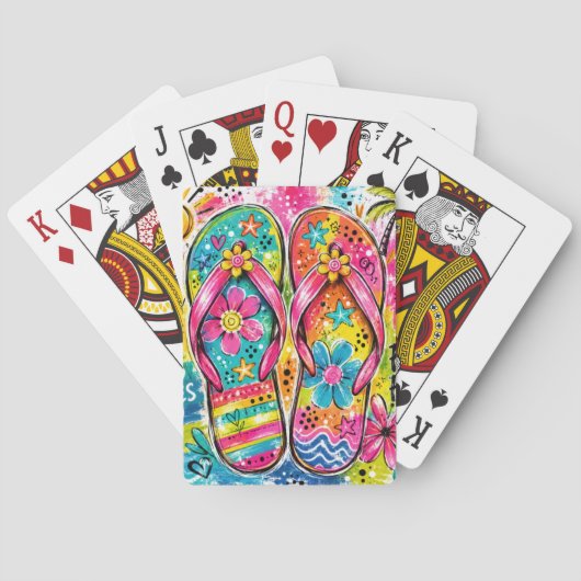 FELKLEURIGE ZOMERSLIPPERS POKERKAARTEN (Achterkant)