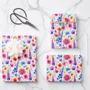 Felle Abstracte Waterverf Bloemen Inpakpapier Vel