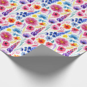 Felle Abstracte Waterverf Stijl Bloemen Cadeaupapier