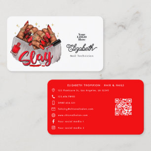 Felle Afro-Amerikaanse "Slay" Nagelsalon branding Visitekaartje