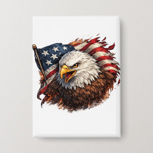 Felle Amerikaanse Adelaar – Patriotisch Krachtig O Button