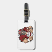 Felle Amerikaanse Football-speler breekt door Bagagelabel (Voorkant verticaal)