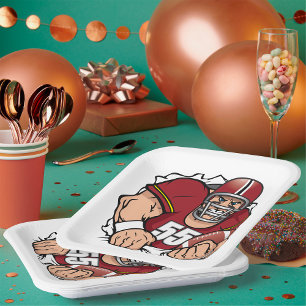 Felle Amerikaanse Football-speler breekt door Papieren Bordje