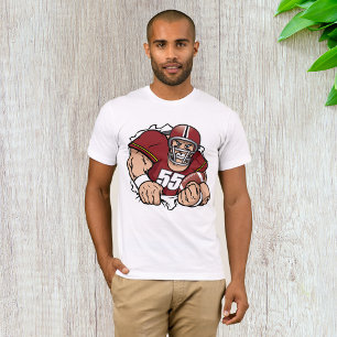 Felle Amerikaanse Football-speler breekt door T-shirt