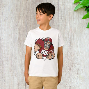 Felle Amerikaanse Football-speler breekt door T-shirt