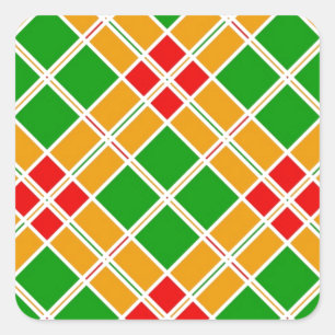 Felle Argyl rode groene gele patroon accessoire Vierkante Sticker