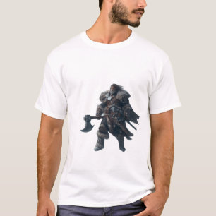 Felle barbaarse krijger met oude bijl t-shirt