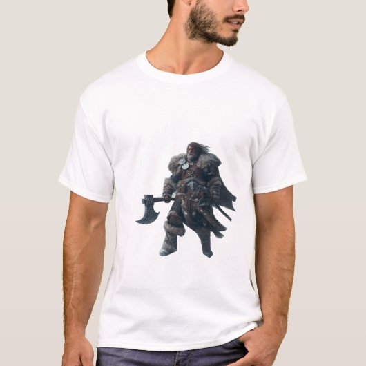Felle barbaarse krijger met oude bijl t-shirt (Voorkant)