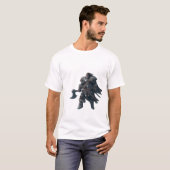 Felle barbaarse krijger met oude bijl t-shirt (Voorkant volledig)
