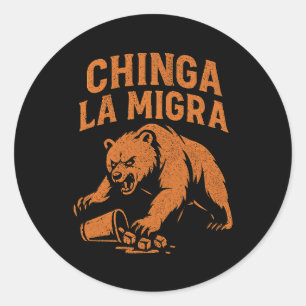 Felle Beerprotest – Chinga La Migra Krachtige Graf Ronde Sticker