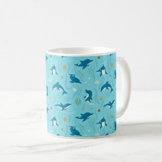 Felle Blauwe Dolfijnpatroon Koffiemok