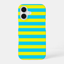 Felle blauwe en gele strepen iPhone 16 hoesje