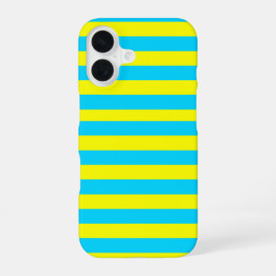 Felle blauwe en gele strepen iPhone 16 hoesje