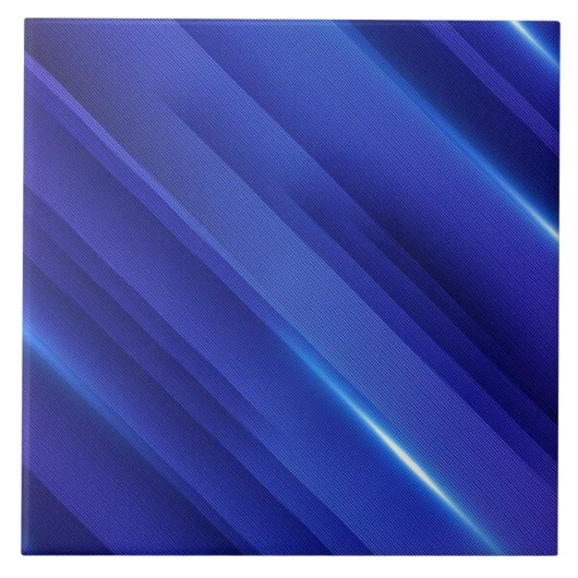 Felle blauwe verloopstrepenpatroon tegeltje (Voorkant)
