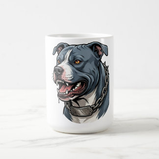 Felle blauwgrijze pitbull met getande kettinghalsb koffiemok