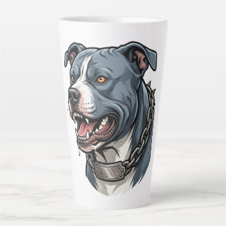 Felle blauwgrijze pitbull met getande kettinghalsb latte mok