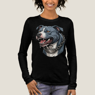 Felle blauwgrijze pitbull met getande kettinghalsb Tri-Blend shirt